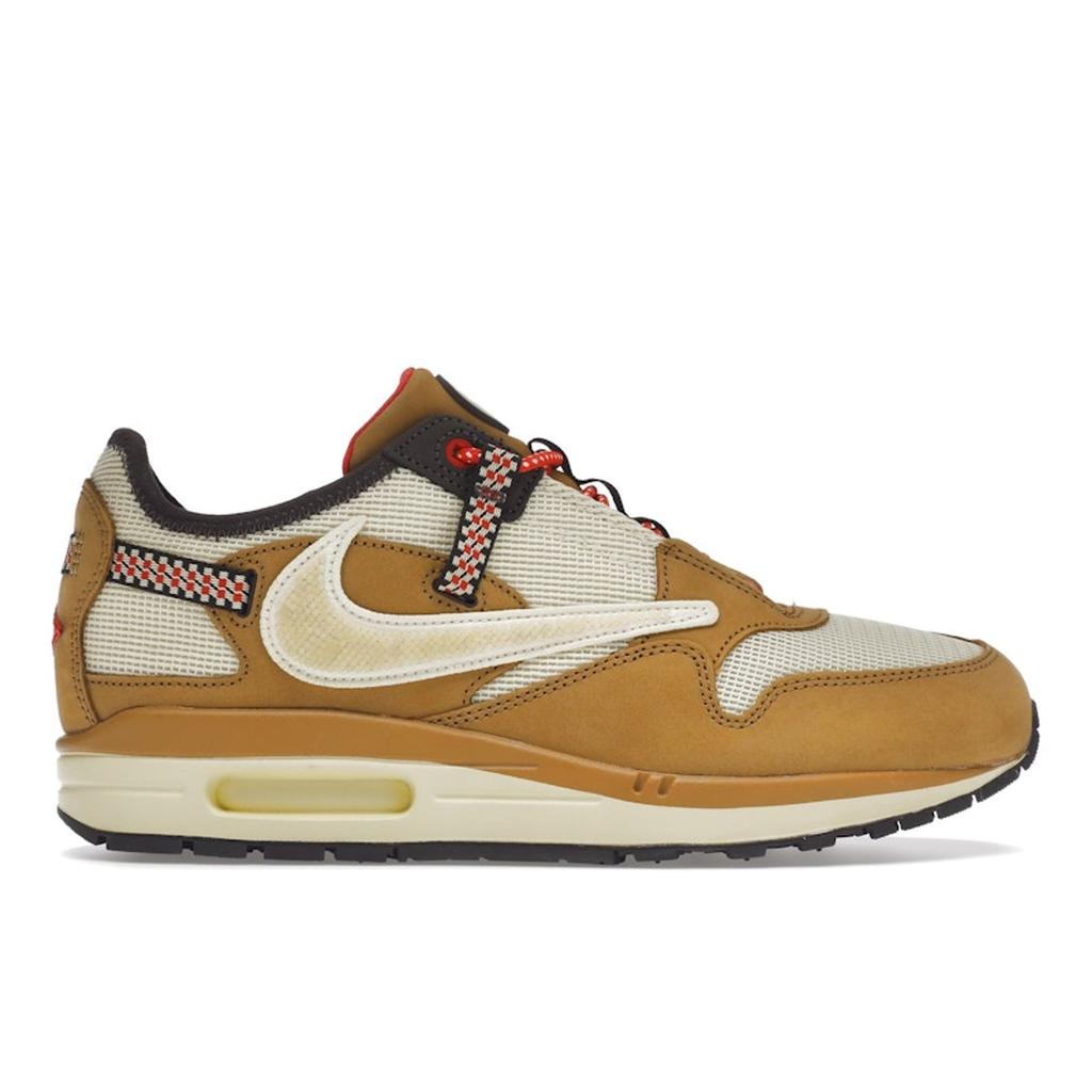 Travis Scott X Nike Air Max 1 Wheat Unisex Sneakers Tan Lemon-Drop Baroque-Brown DO9392-701