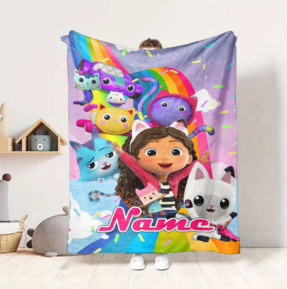 Custom Name Fairy Cat Dreams Flannel Blanket Throw Blanket Soft Warm Sofa Bed home Decor Unique Gift