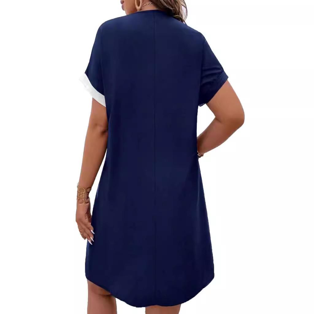 Модное женское платье-футболка с круглым вырезом и коротким рукавом с цветочным принтом