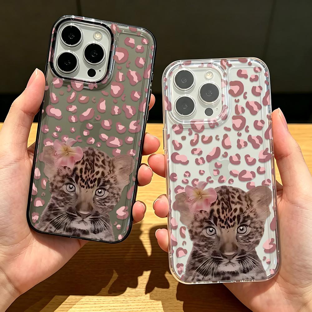 Чехол для iPhone 16 Pro Max Розовый Леопард Силиконовый Чехол для iPhone Air 17 Plus 11 Air 12 14 15 13 Мягкий Чехол Funda