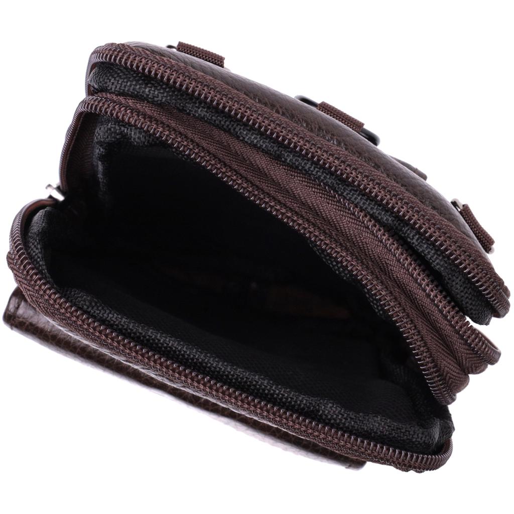Компактная мужская сумка на пояс из натуральной кожи Vintage Bag 22141 Коричневый