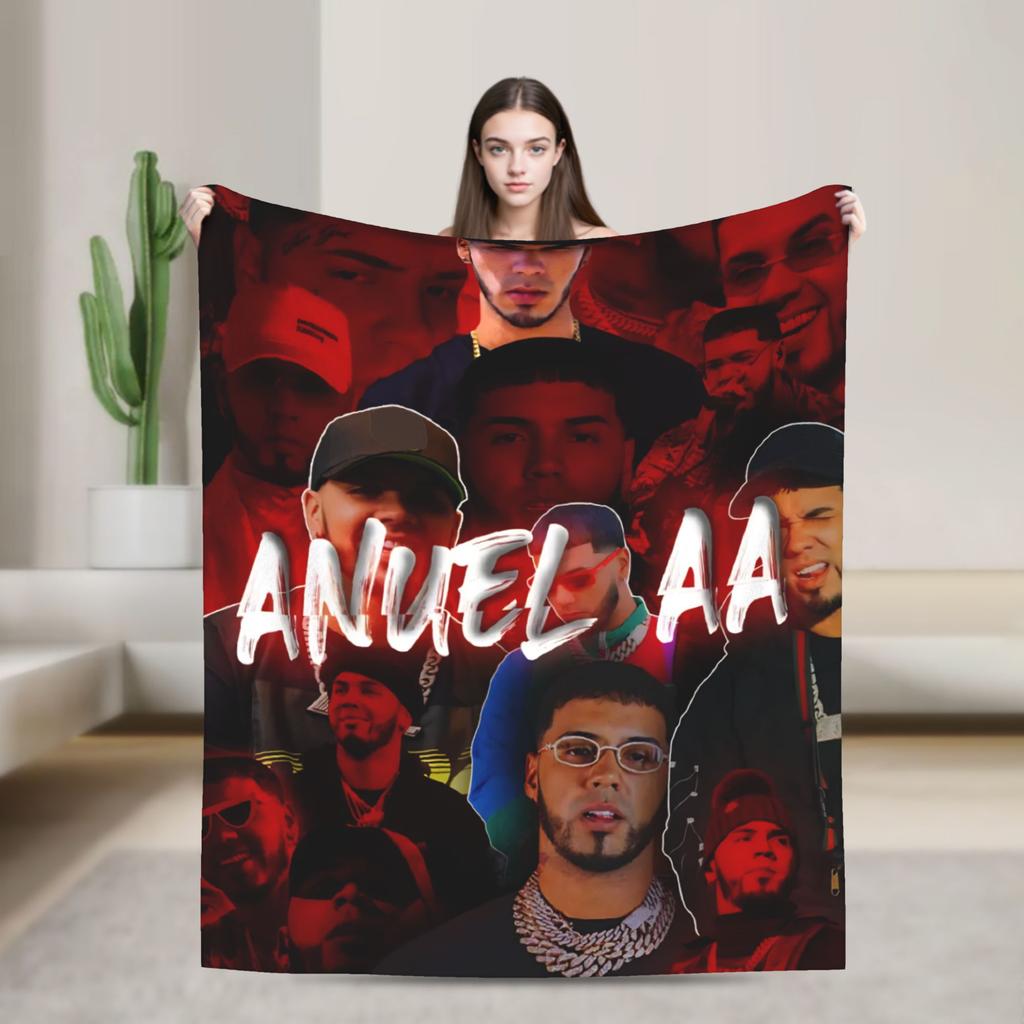 Rapper Anuel AA printed Blanket Picnic Flannel Throw Blanket For Couch Bed Soft Custom DIY Quality Bedspread Gift Idea