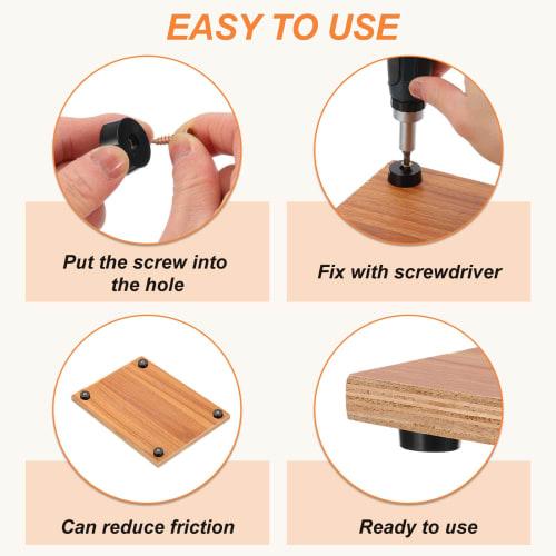 PATIKIL Rubber Furniture Feet Pads, 15x12x8mm, Anti-Vibration, Anti-Slip Bumpers, 3mm Screw-In, Round Black Pads, for Electronics, Furniture, Cutting