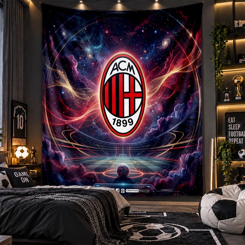 Wall Hanging Tapestry AC Milan Print Cloth for Living Room Bedroom Home Decor