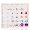 12 Pairs of Zircon Stud Earrings: Pearl, Flower & Bow Designs