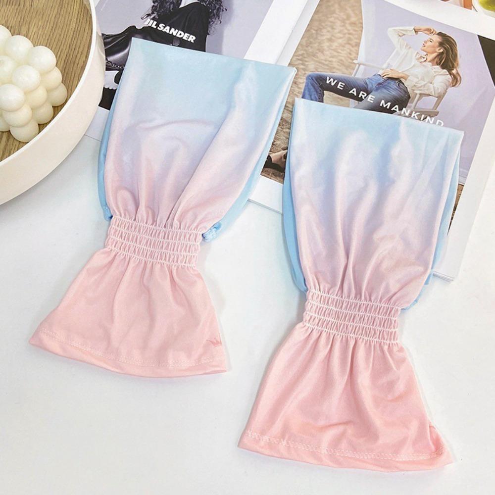 Gradient Sunscreen Arm Covers Elastic Cycling Gloves Cute Long Ice Silk Sleeves  Driving