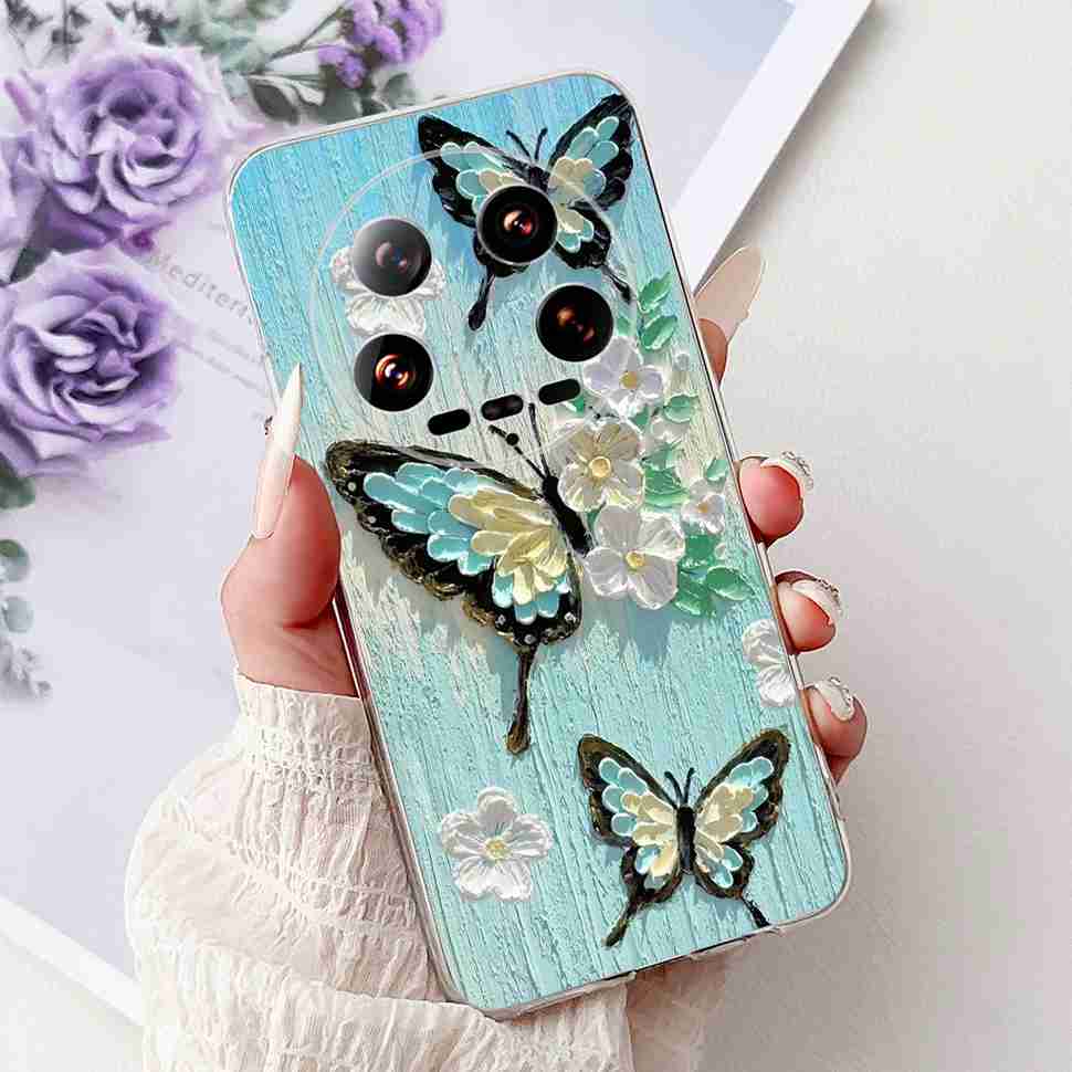 Case For Xiaomi 14 Ultra Butterfly Silicone Soft Phone Cover For Xiaomi Mi 14 Mi14 Ultra Shockproof Back Fundas Xiaomi 14Ultra