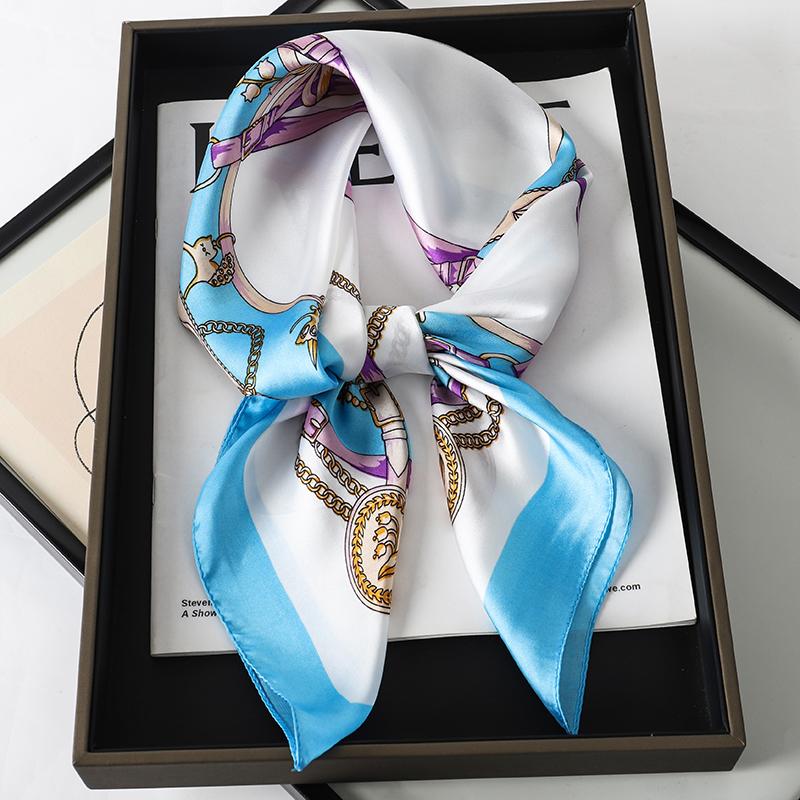 Head Scarf Women Luxury Brand Square Silk Foulard Satin Bandana Summer Soft Neckerchief Hijab Hair Scarves For Ladies