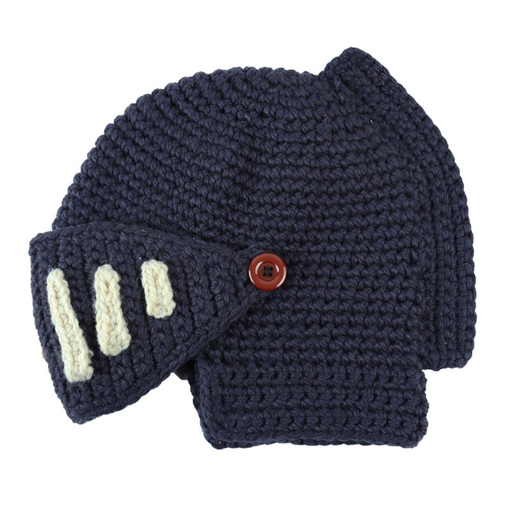 Playful Knight helmet Hat with Mask Creative Headgear Soft Knitted Roman Knight Cap Outdoor