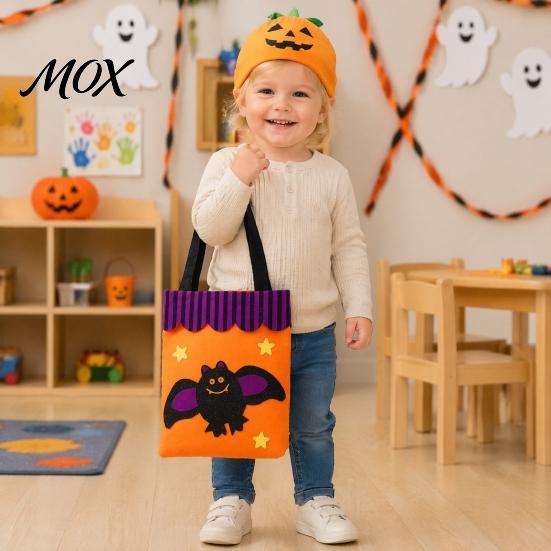 Reinforced Handle Candy Totes Halloween Bag, Cute Pumpkin Ghost Tote for Kids, Spooky Pattern Gift Bags Cartoon Treat Bag Party, Trick or Favor Stiff