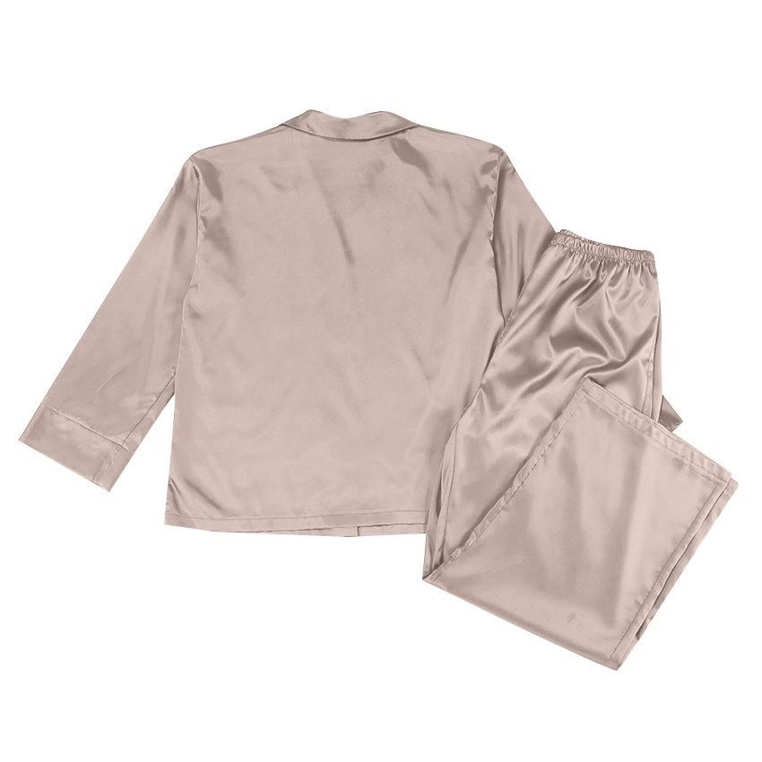 Женская однотонная домашняя пижама с v-образным вырезом и длинными рукавами