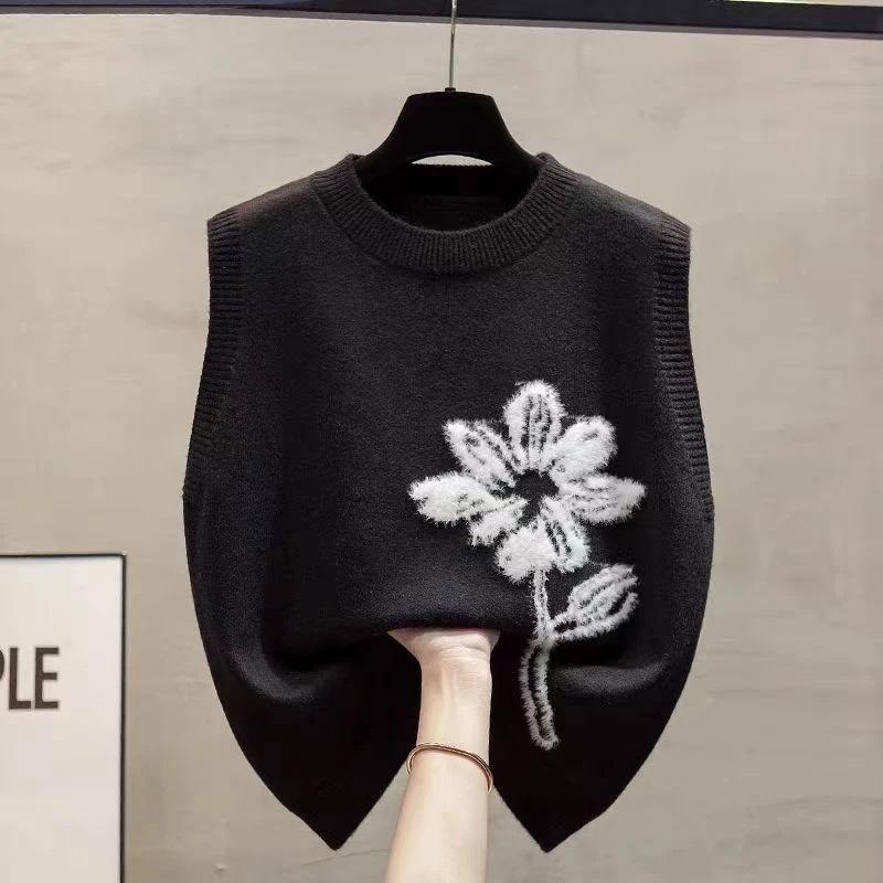 Жилет свитер для женщин Осень Зима Топы без рукавов Вязаный жилет