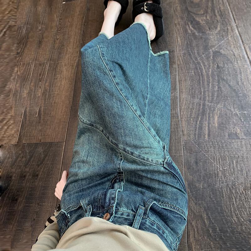 Весенне-летняя женская джинсовая юбка. Открытая джинсовая юбка до половины тела. Тонкая юбка с высокой талией. Мясное грушевидное боди в длинной юбке А-силуэта.