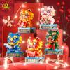 Китайский стиль Lucky Dancing Lion Diamond Micro Building Blocks Украшение стола Кирпичи Детские собранные игрушки для детей