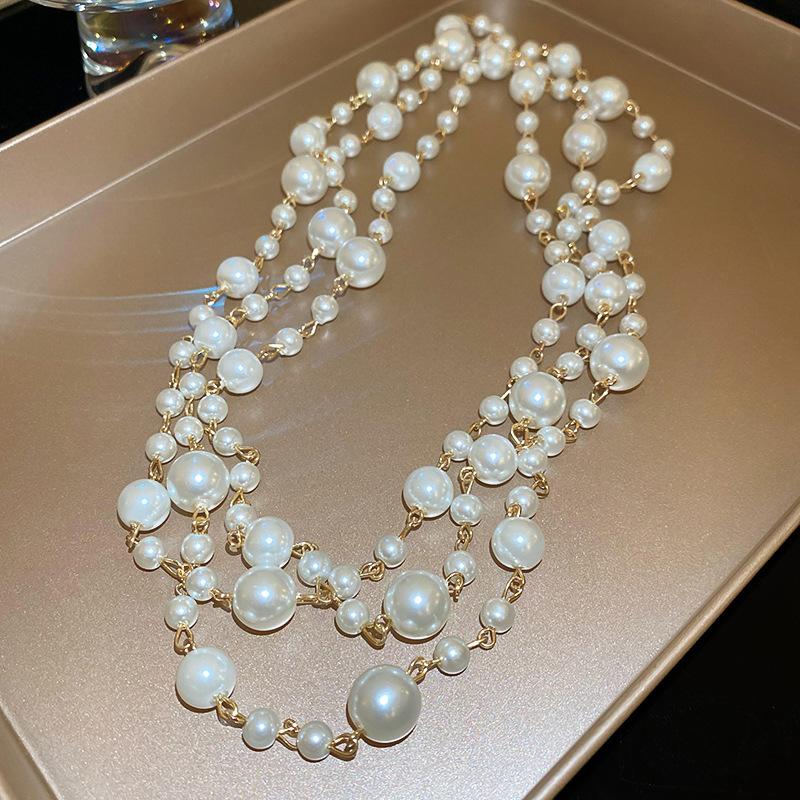 Элегантное и очень длинное ожерелье, модная и универсальная цепочка для свитера, ретро и элитный аксессуар.