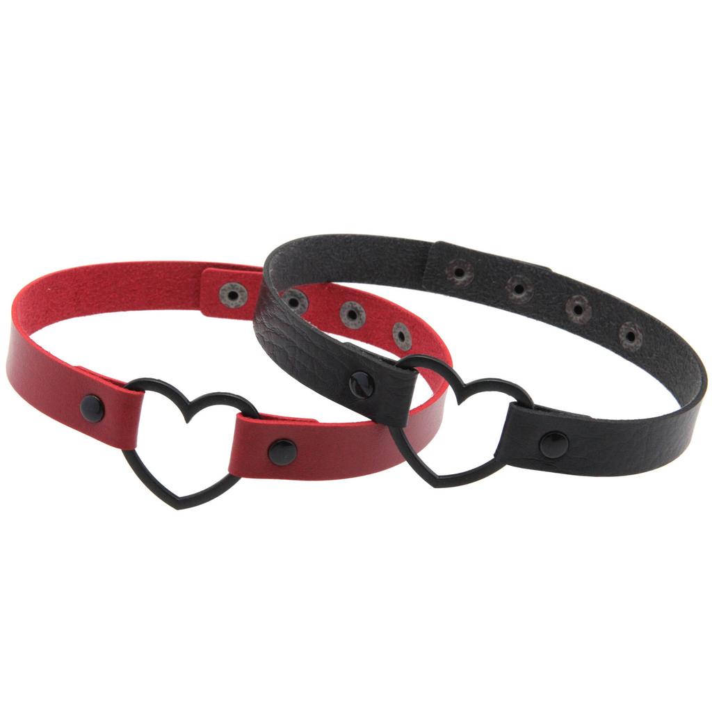 Готическое кожаное ожерелье-чокер с сердцем для женщин и девушек, регулируемое панк-ожерелье-воротник, кавайные милые украшения