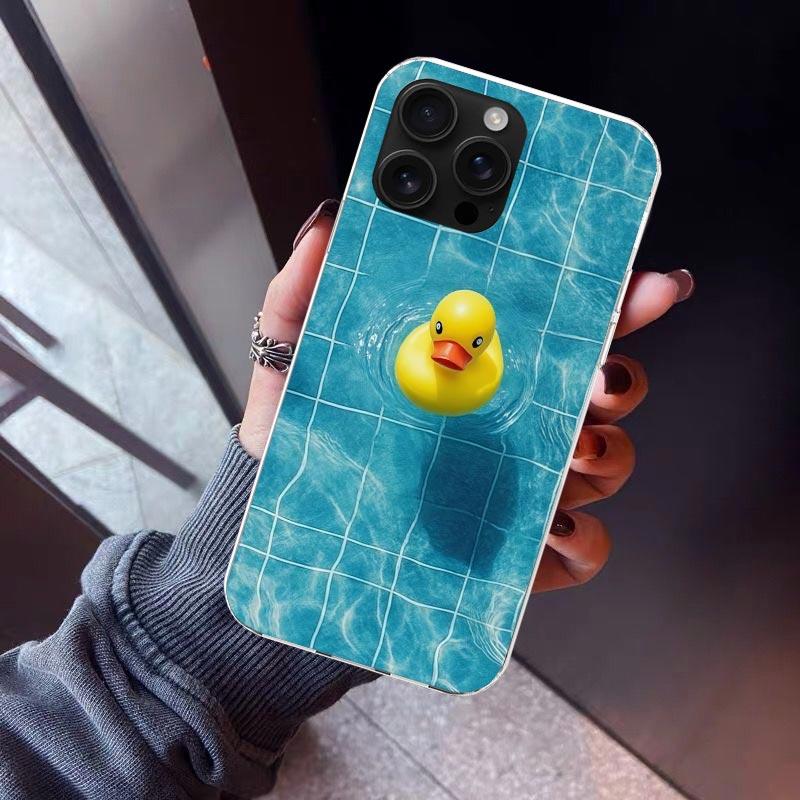 Чехол для телефона с резиновыми уточками в бассейне для iPhone 17 Air 16 15 Pro Max 14 Plus 13 Mini 12 11 Чехол 7 8 SE Силиконовый корпус Печать Fu