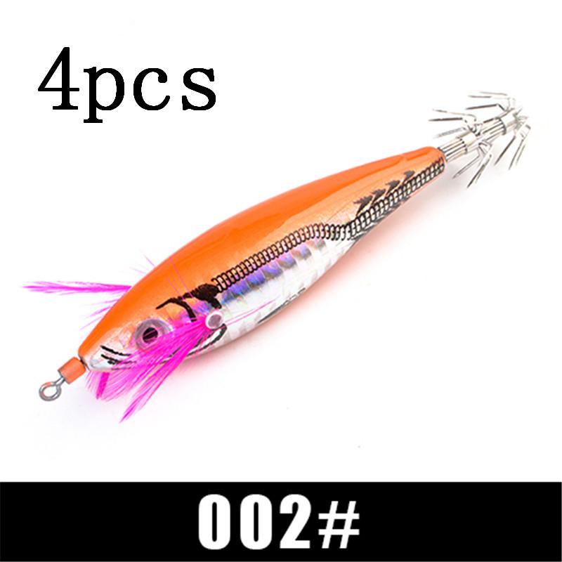 FTK 1pcs/4pcs Squid Bait Bait Shrimp Bait Swaying Luminous Squid Hook Light Fishing Tackle Fixture