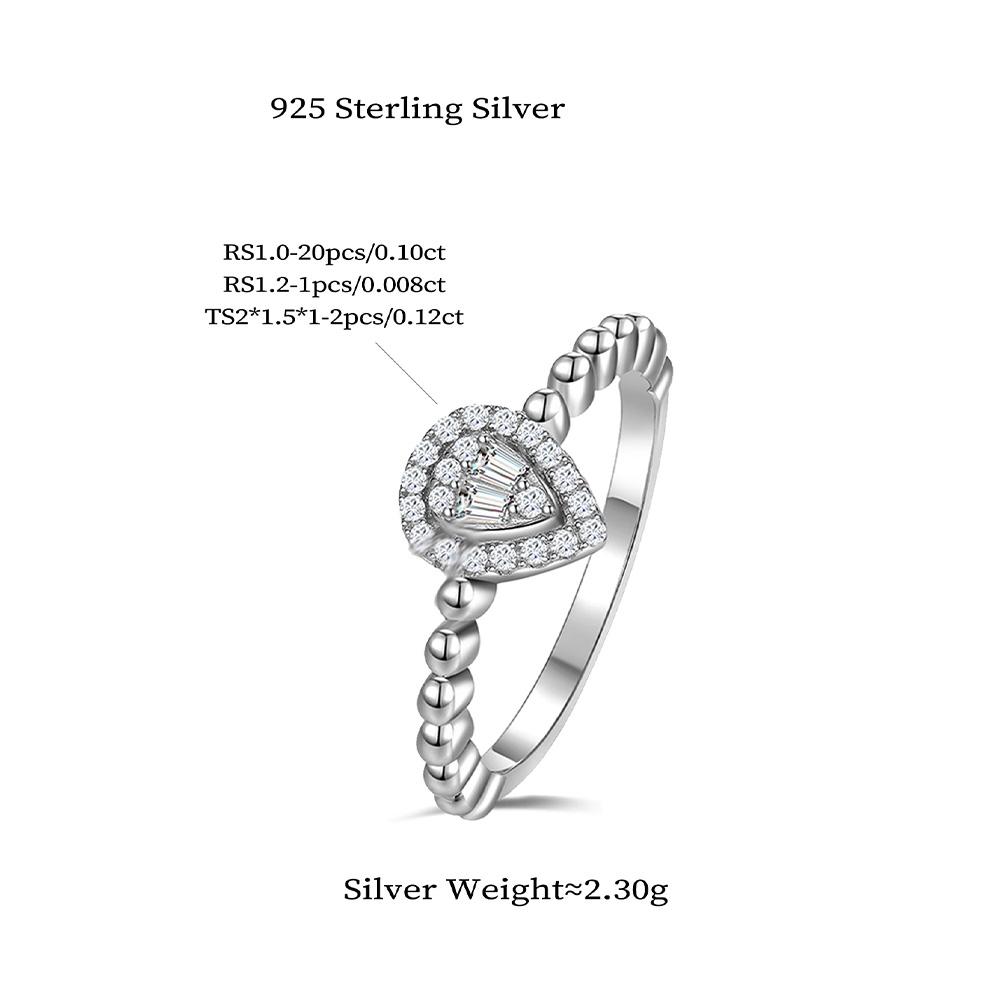 Luxury Single Pear Shape Gray Crystal Large Rings for Women Exaggerated Fashion Jewelry