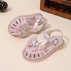 Girls Closed-Toe Sandals With Rhinestone Decoration Kids Princess Shoes Toddlers Children
