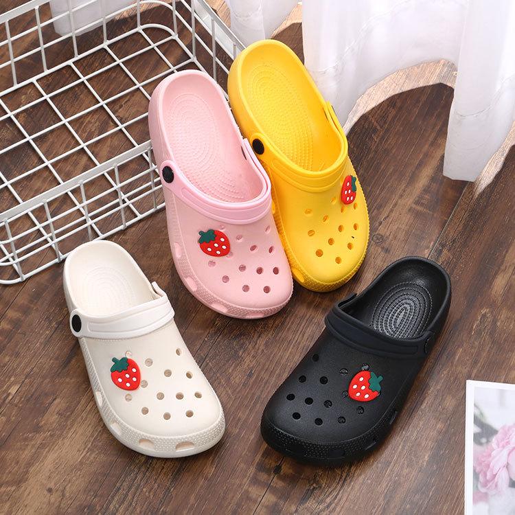 Летние женские 1 сандалии для сада на платформе с рисунком фруктов, тапочки для девочек, пляжная обувь, модные сандалии для отдыха на открытом воздухе, сандалии для женщин