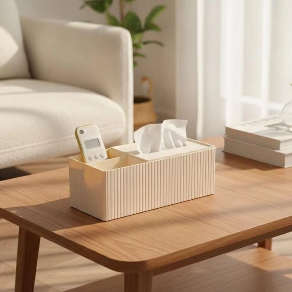 Striped Napkin Holder Removable Lid Tissue Dispenser Modern Desktop Organizer Living Room