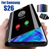 Чехол-книжка со Smart-зеркалом и покрытием для Samsung Galaxy S26 Ultra S26 S25 Edge S24 S23 S22 S21 FE Plus, с подставкой, противоударный бампер из PU