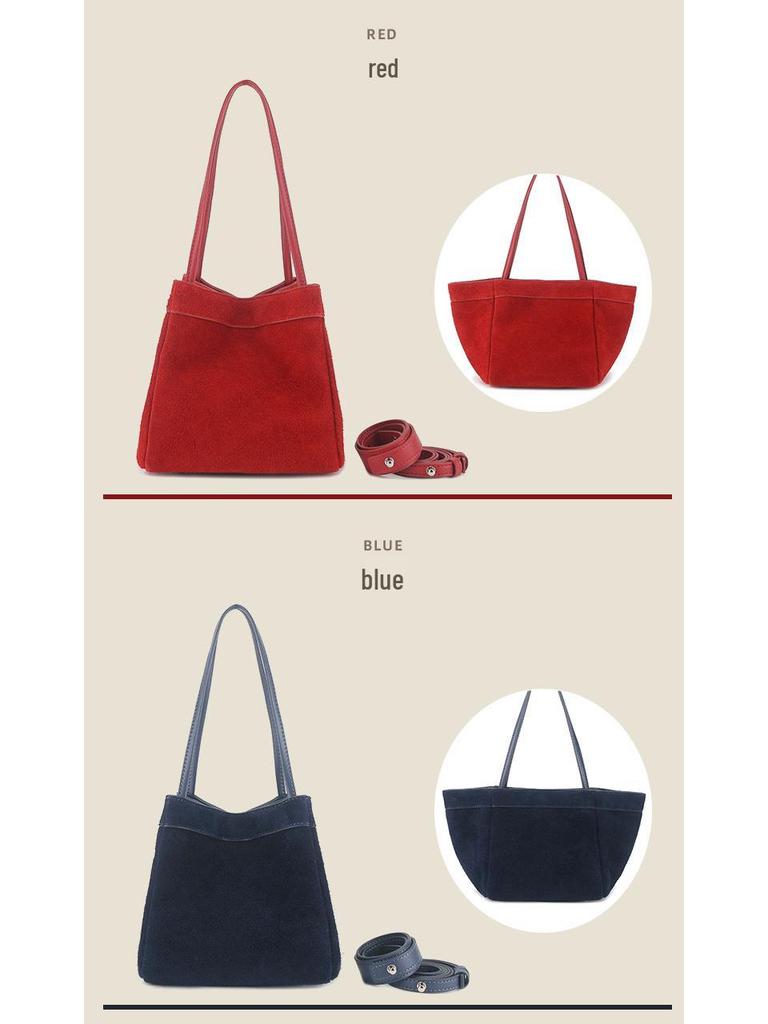 Осенне-зимняя деформируемая сумка-корзина из замшевой кожи - Сумка через плечо и на плечо.