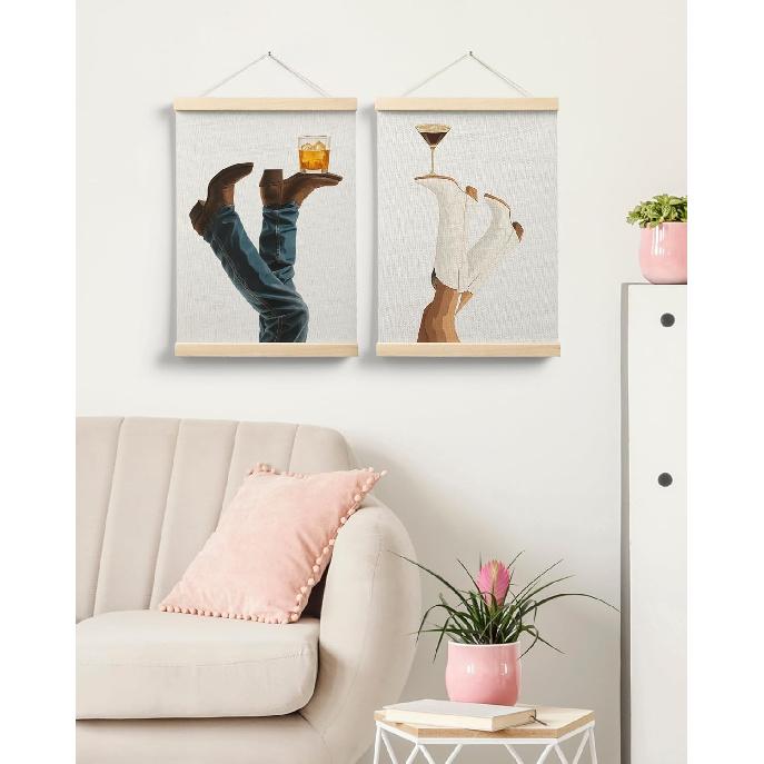 FGFK Modern Western Country Bar Wall Art Poster Hanger Frame, Rustic Cowboy Cowgirl Whiskey Espresso Martini Canvas Prints Framed Wall Decor for Home