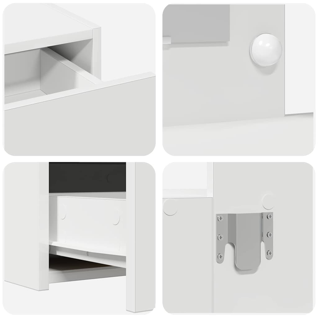Makeup Table with Drawers White 100 x 40 x 70 cm Engineered Wood