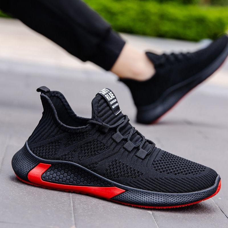 Spring and Summer New Men's Shoes Trend Breathable Fly-woven Sports Shoes Low-top Casual Shoes Lace-up Running Shoes Shoes