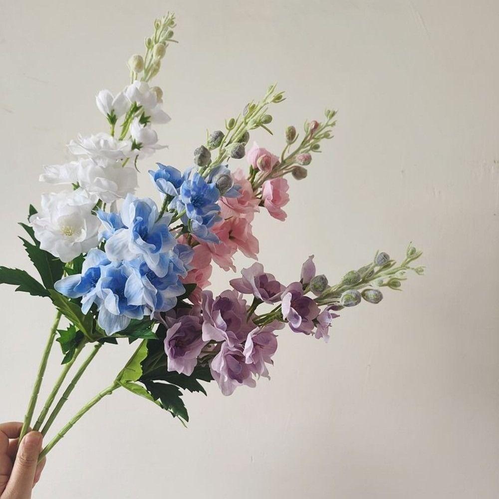 72cm Artificial Delphinium Flower Lifelike Simulation Flower Delphinium Stem  Wedding Bouquet