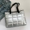 Black And Silver Korean Style Trendy Shoulder Bag Vintage Handbag For Women With Spacious Capacity