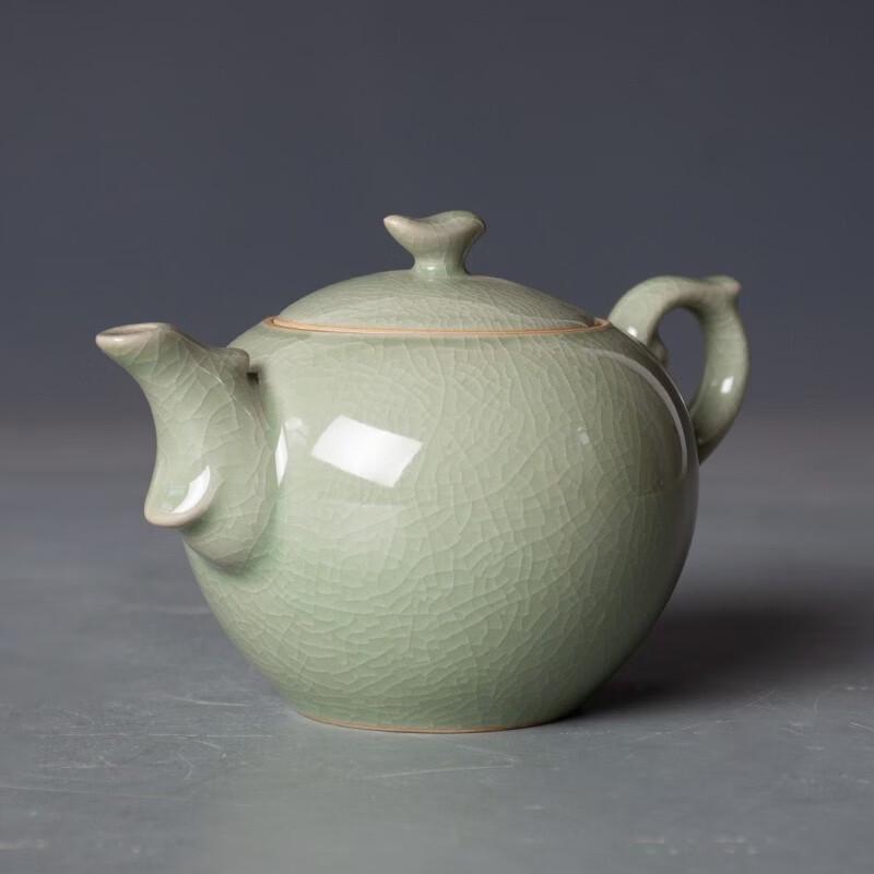 Hongbao Ru Kiln Pink-Green Elegant Tea Set (1 Pot, 2 Cups)