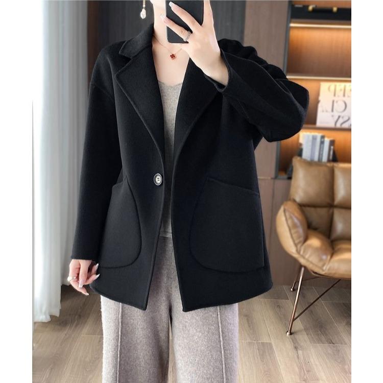 Winter Wool Coat for Women Loose Fit Tweed Jacket Oversized Warm Outerwear