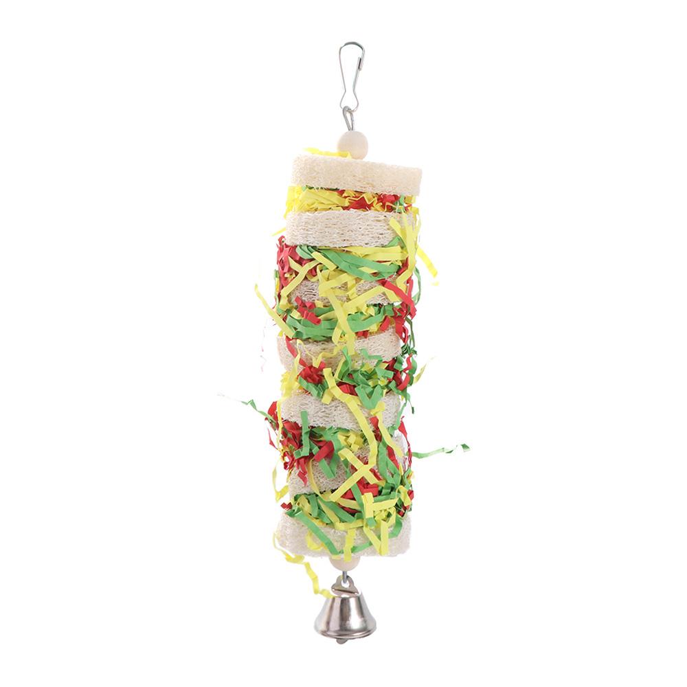 Loofah Hanging Funny Bird Toys Handmade Natural Parrot Toys Swing Wear-resistant Pet Chew Toys Climb Playing Pendant