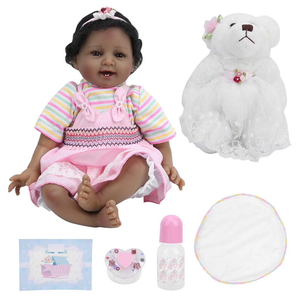 55 см кукла-реборн мягкая улыбающаяся кукла-девочка игрушка детская игрушка в подарок с соской детская бутылочка