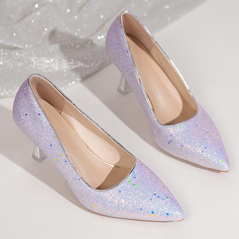 Модные новые туфли-лодочки с острым носком и пайетками на осень, женская мода, шпилька, лист, стразы, хрустальный каблук, одинарные туфли