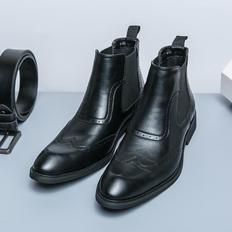 Ботинки Мужские Повседневные Удобные Модные Ботинки на Блочном Каблуке Мужские Деловые Офисные Брендовые Ботинки Челси Черные Коричневые Размер 38-45 Мужские Ботинки