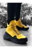 Men's Fashion Artificial Leather Thick Heeled Booties Bootie Mp St Lace Up Orthopedic High Thick Sole Water And Cold Proof Sports Boots Yellow Shoes