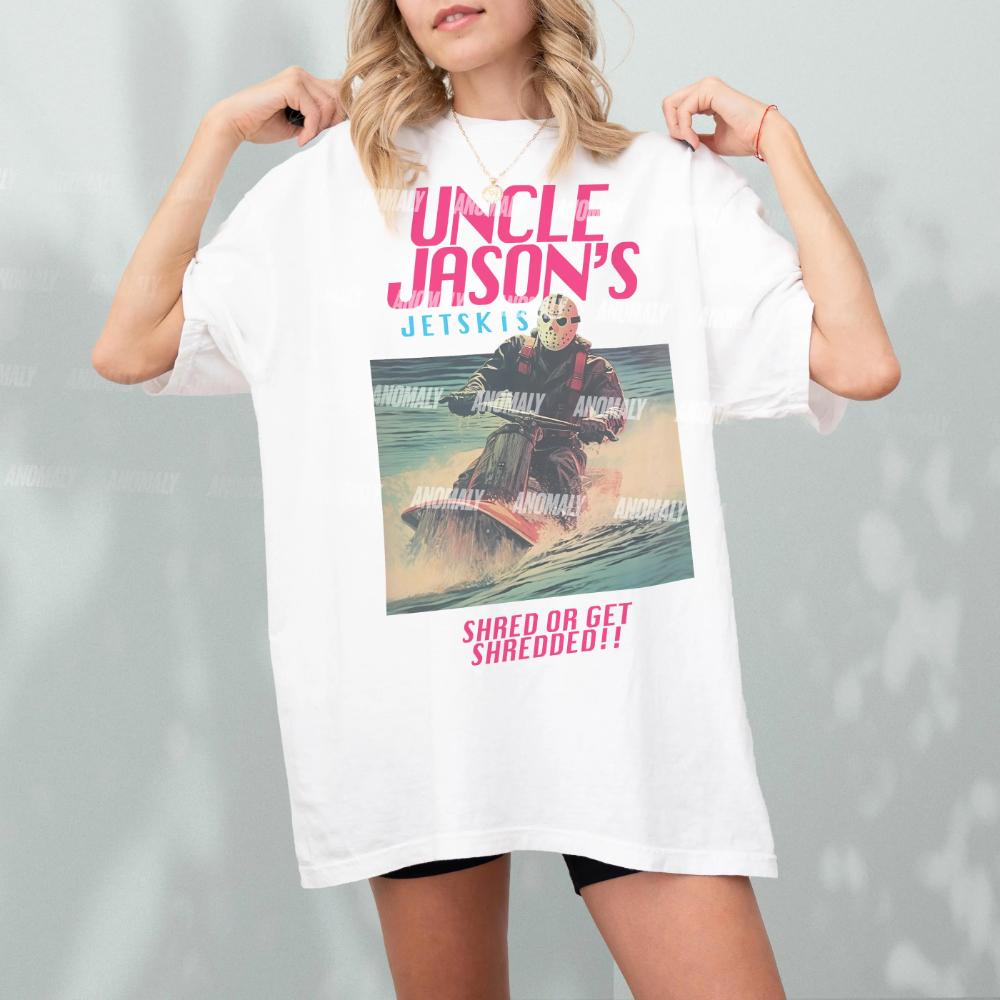 Funny Jason TShirt Uncle Jasons Jetskis Vintage s Horror Movie Ad TShirt Graphic Clothing Short Sleeve Shirt Unisex