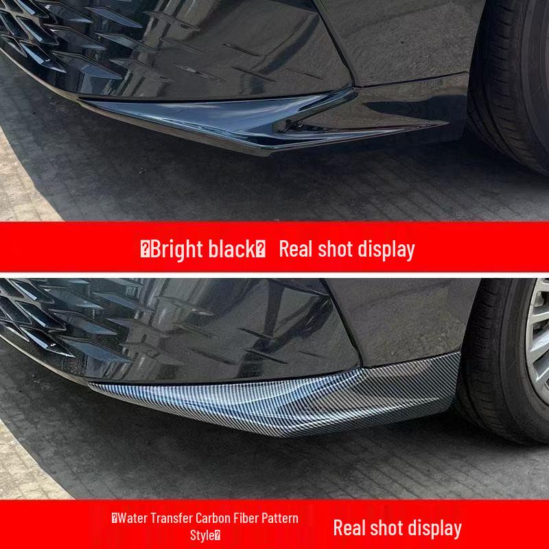 Комплект для модификации переднего бампера Camry: Противоударные полосы, Угловые протекторы, Сплиттер, Губа и Накладка на бампер для 9-го поколения