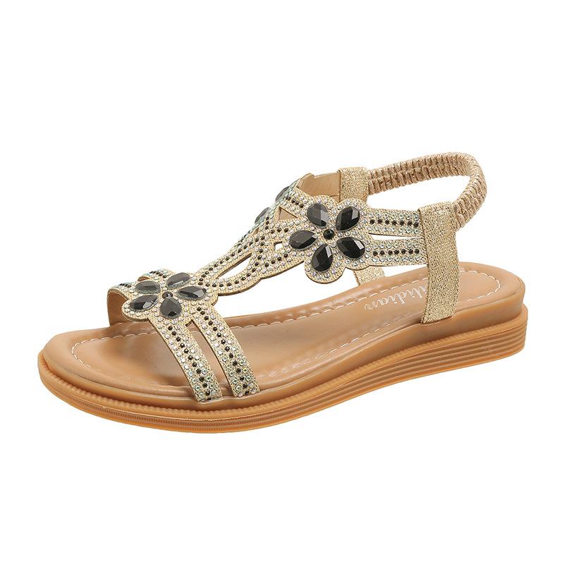 Модные летние новые бохо женские легкие сандалии на плоской подошве женские мягкие пляжные сандалии без застежек женские повседневные сандалии больших размеров