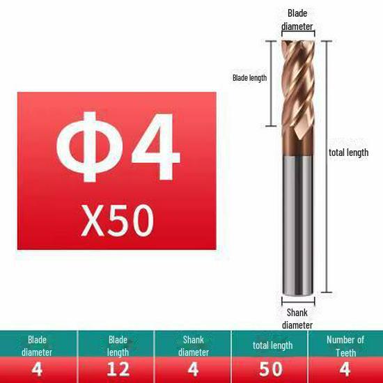 Фреза из вольфрамовой стали с 4 режущими кромками, 55 градусов - цельный твердосплавный концевой резец с прямым хвостовиком - фреза с ЧПУ