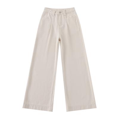 Молочно-белые джинсы широкого кроя для женщин на осень и зиму, новый стиль, плюс бархатная утолщенная модель, высокая посадка, свободные, стройнящие, драпированные брюки прямого кроя до пола