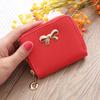Durable Bow Cosmetic Bag Portable Solid Color Coin Purse Zipper Sanitary Napkins Organizer