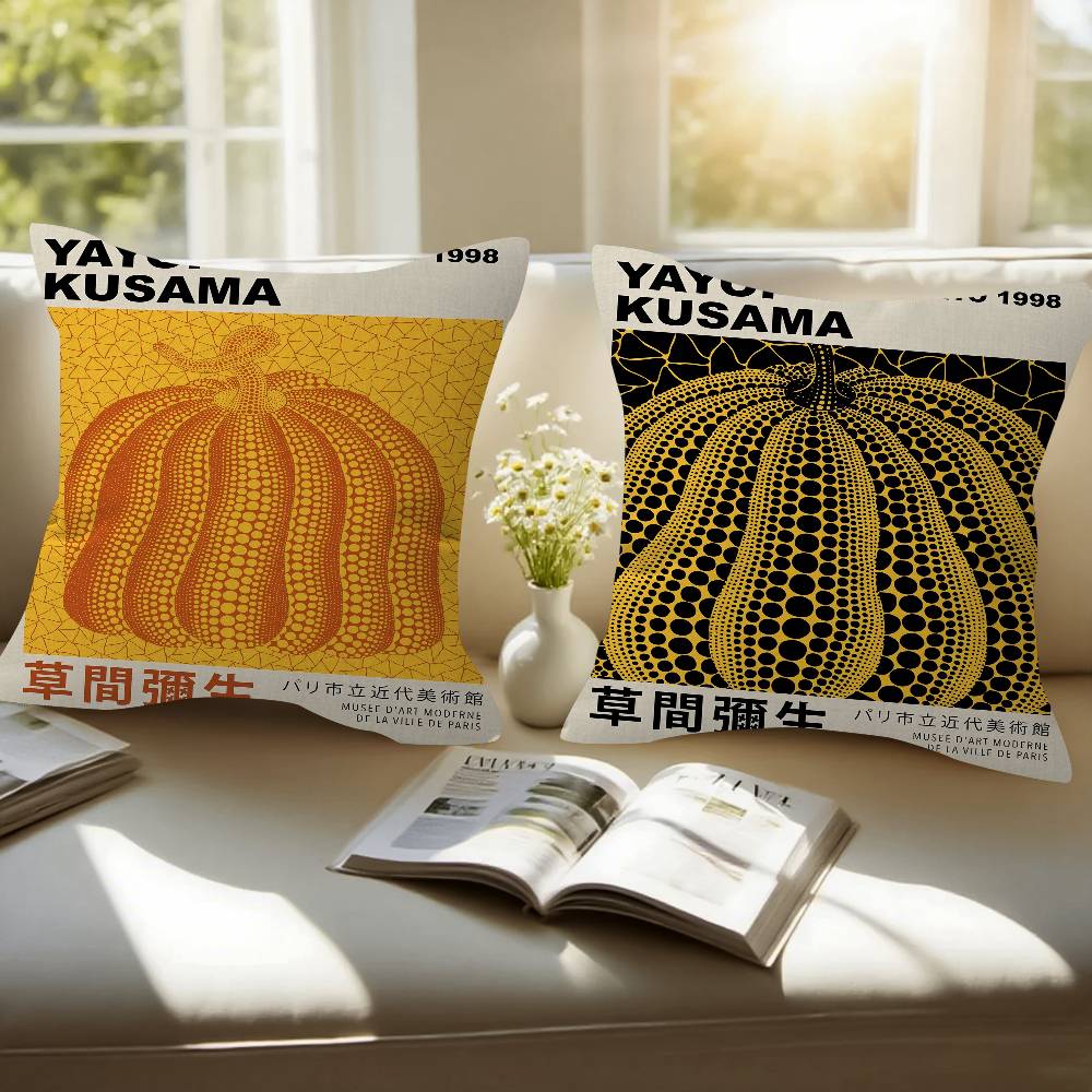 Yayoi Kusama Art Exhibition Pumpkin Flower Pillow Anime Pillow Sofa Bed Head Pillow Cover Cushion Cover 45x45 Cm Fashion