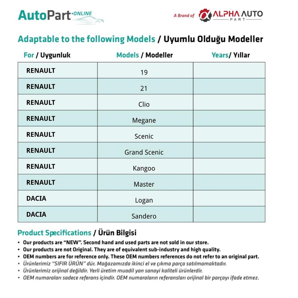 Roof Antenna Rod for Renault Megane,Clio, 19, Dacia Logan - 60 Cm