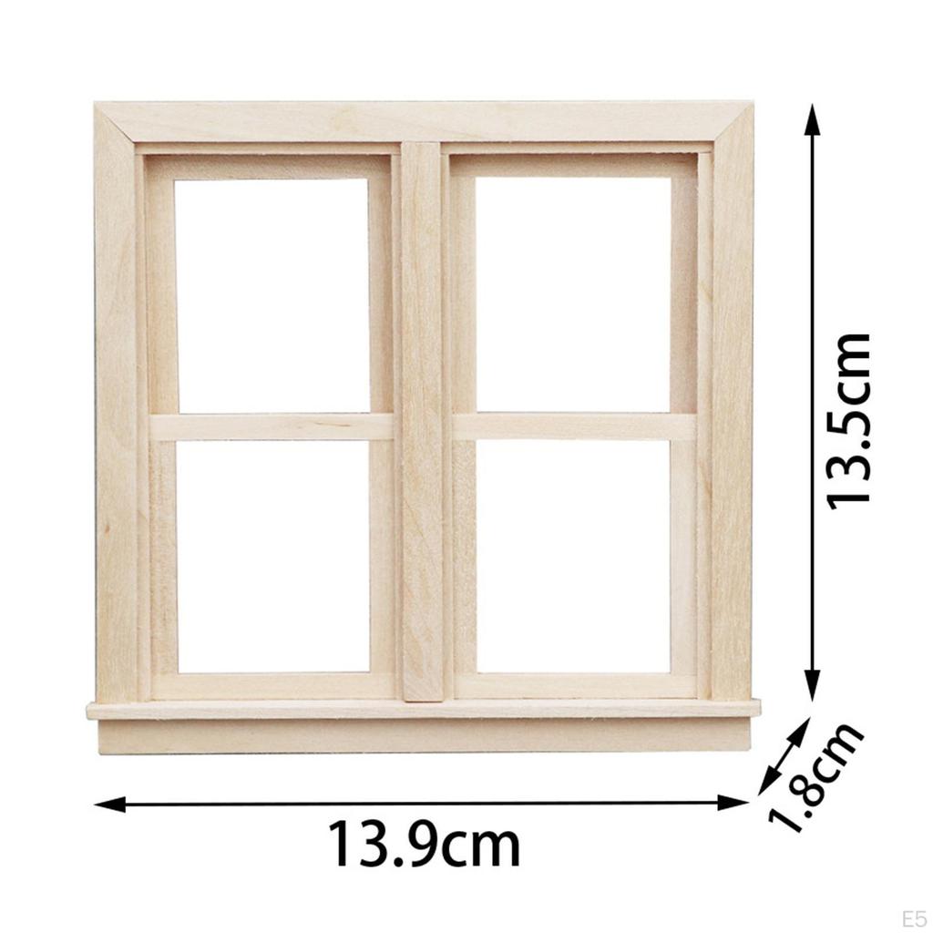 1/12 Dollhouse Miniature DIY Wooden , Furniture Window