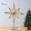 Рождественская елка, 3D, железная верхушка для елки, украшение в виде звезды со светодиодными огнями, праздничный декор, блестящая верхушка для рождественских елок в помещении и на улице